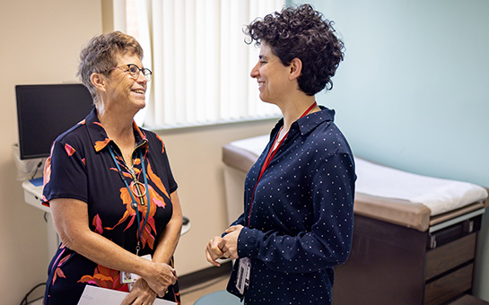 UC Davis volunteer clinical faculty member and pediatrician Katy Carlsen, left, with CIRCLE Clinic medical director Hannah Snitzer